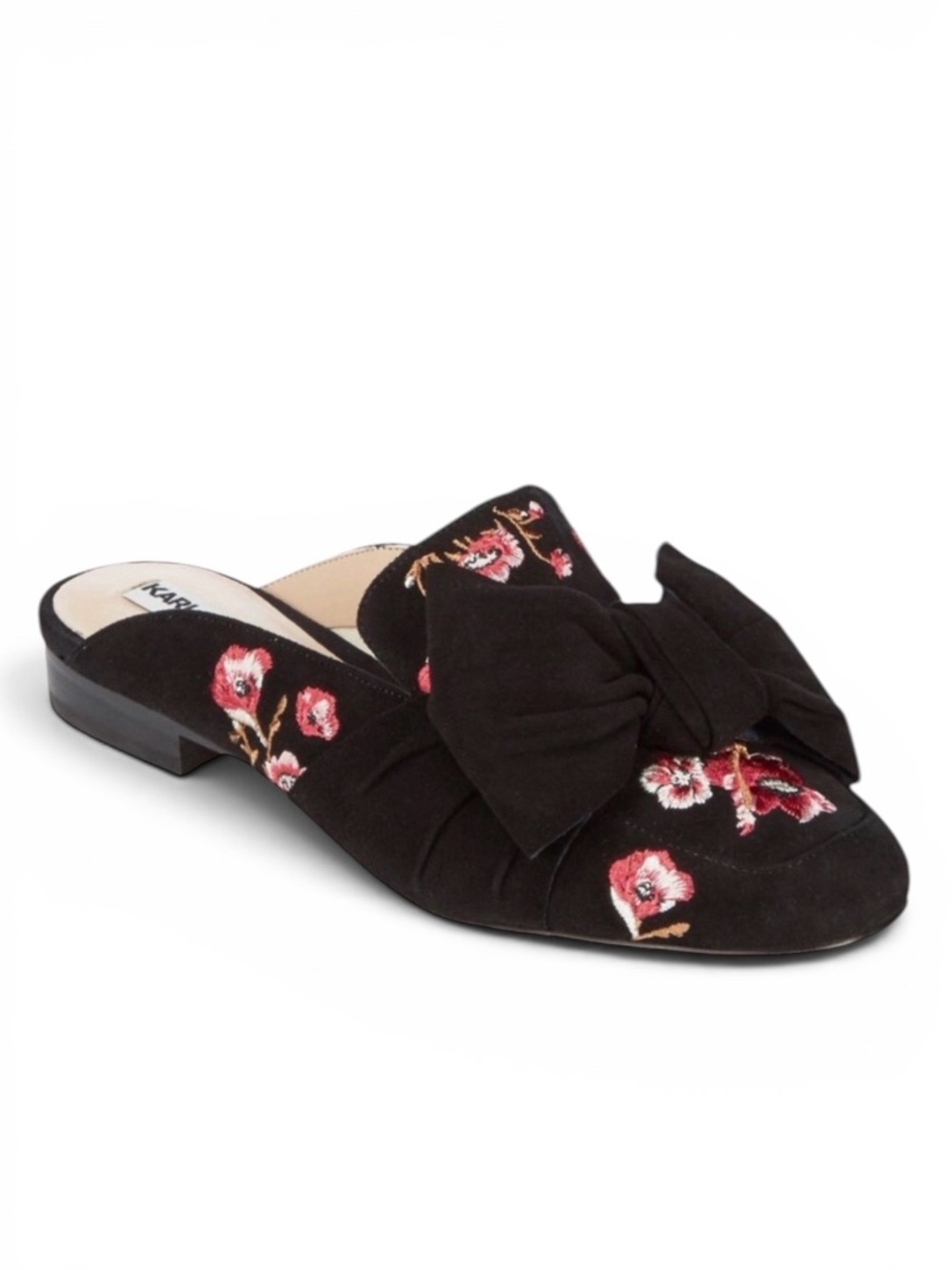 Karl Lagerfeld Odetta Black Suede Mules Size 7.5M